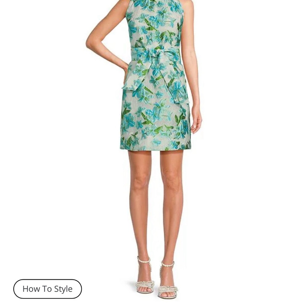 Chic Floral Mini Dress in Blue and Green